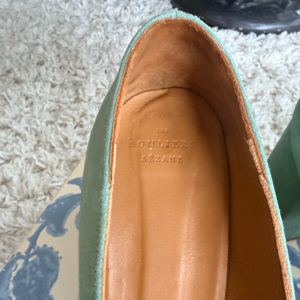 Sezane Sage Green Block Heel Pumps - Picture 6 of 13